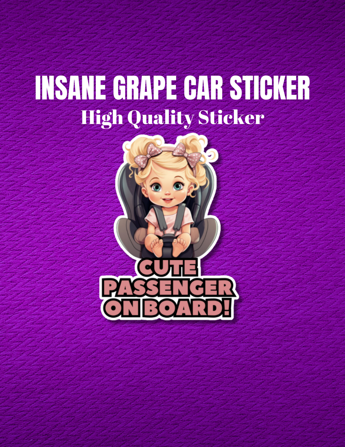 Baby On Board Car Stickers by Insane Grape (Baby in Carseat 3)