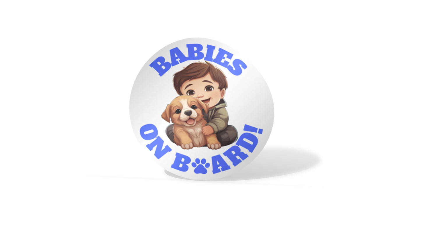 Baby On Board Car Stickers by Insane Grape (Baby and Dog 4)