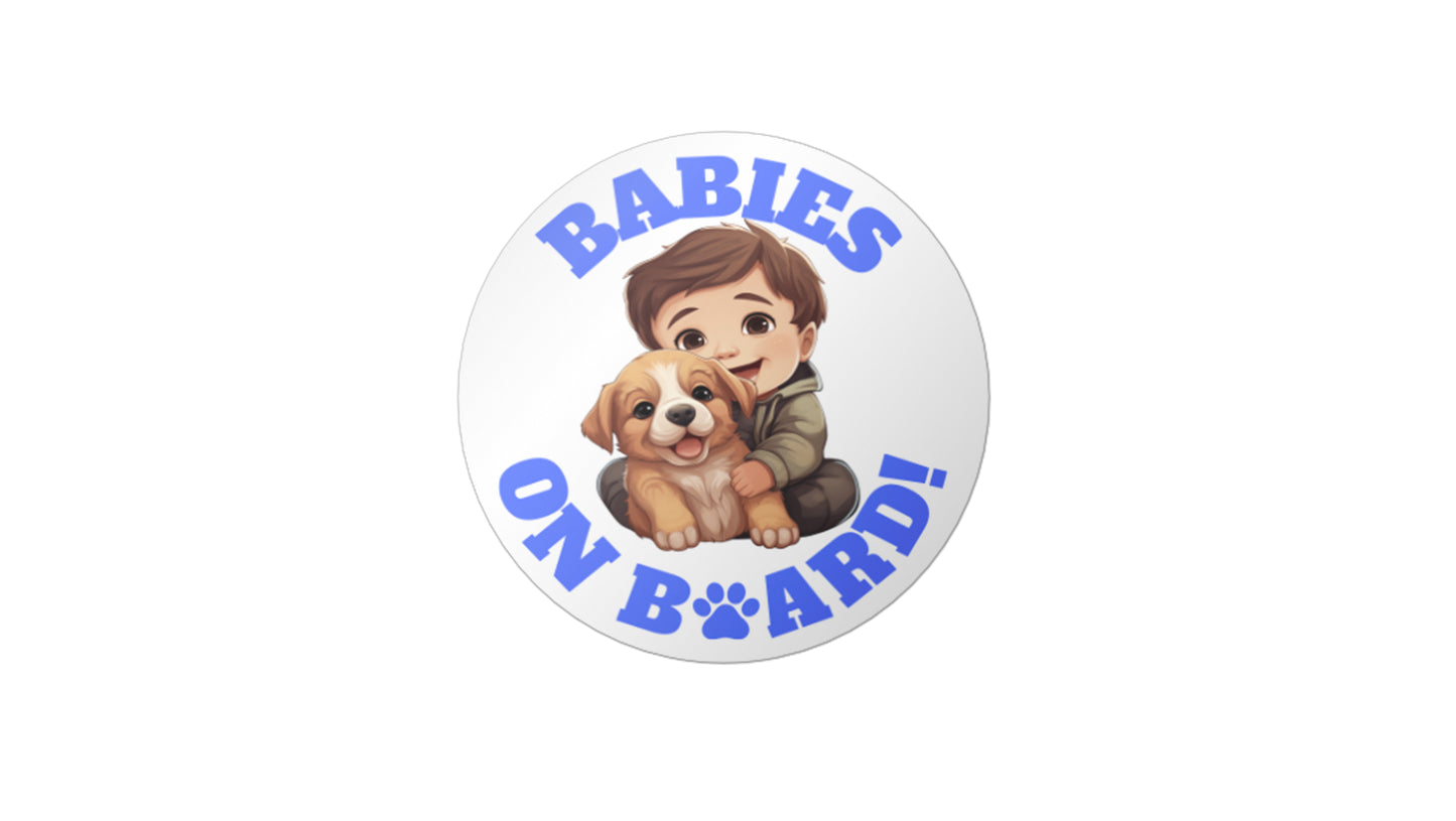 Baby On Board Car Stickers by Insane Grape (Baby and Dog 4)