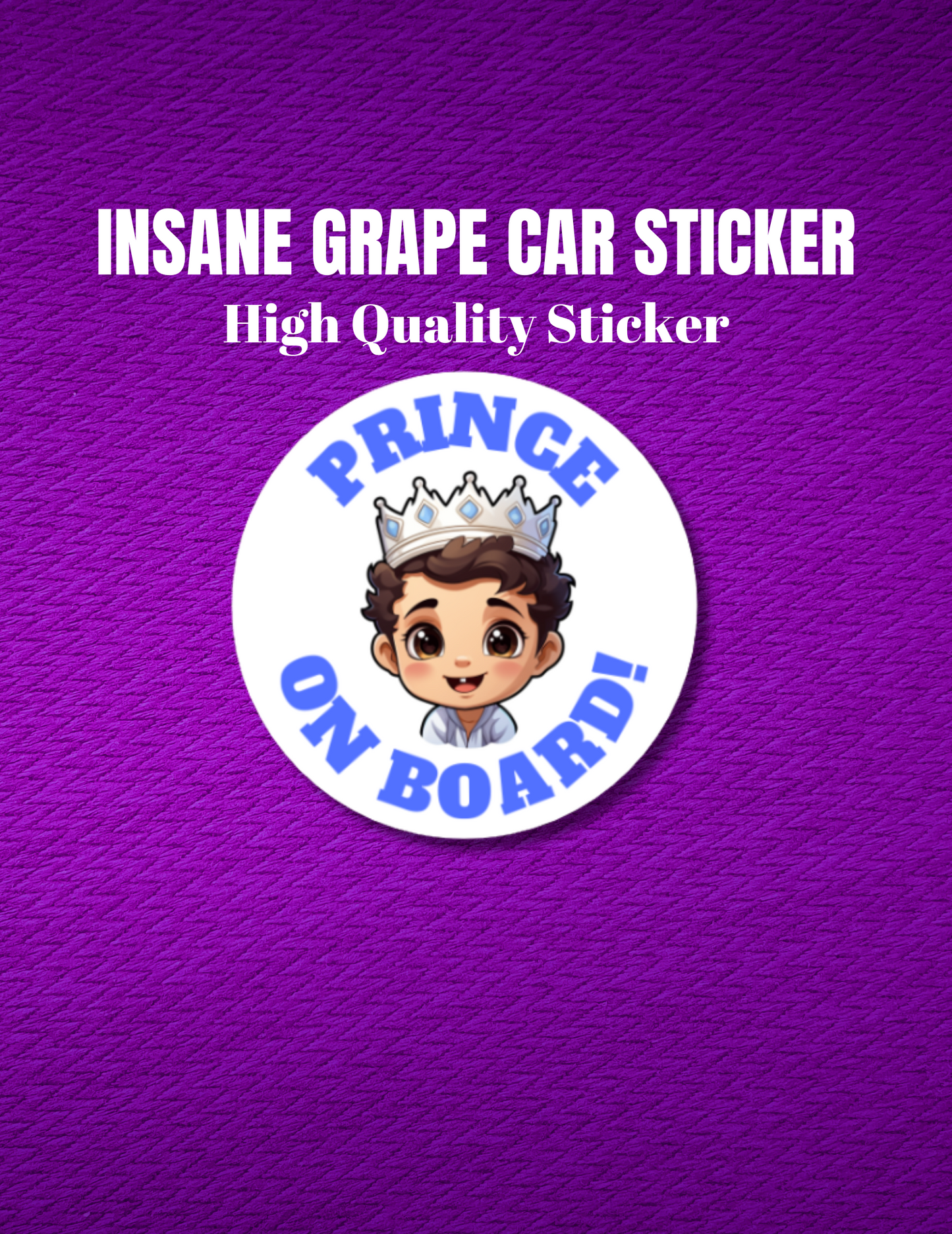 Baby On Board Car Stickers by Insane Grape (Prince 2)
