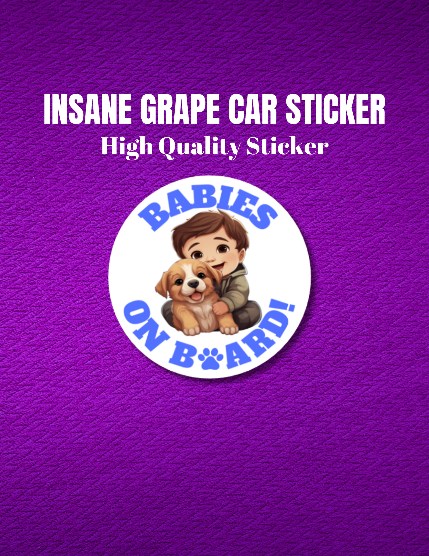 Baby On Board Car Stickers by Insane Grape (Baby and Dog 4)