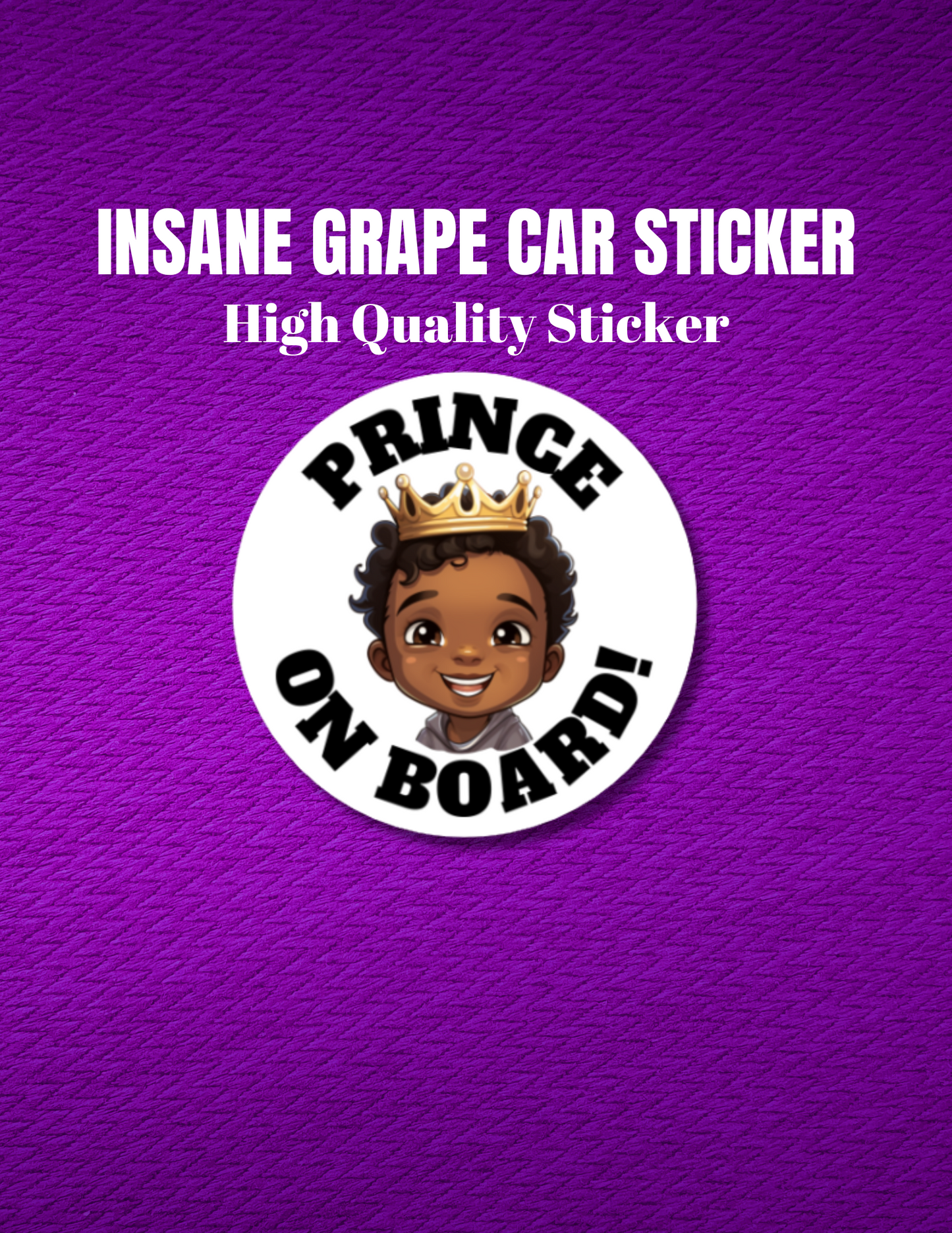 Baby On Board Car Stickers by Insane Grape (Prince 1)